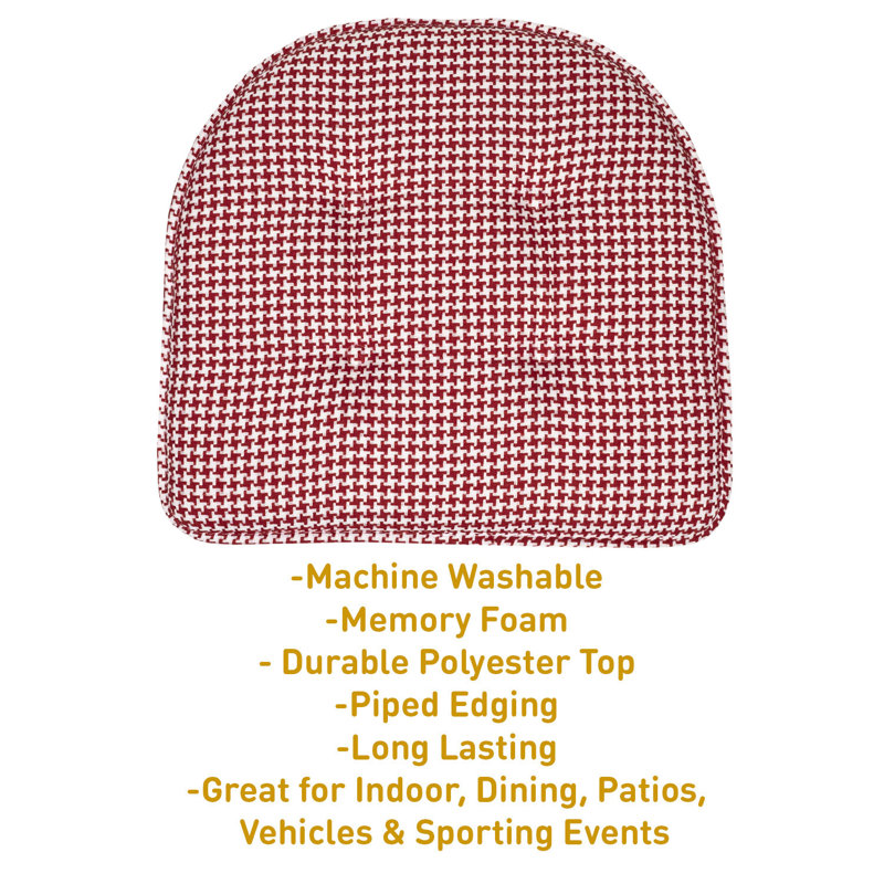 Red Houndstooth Memory Foam Dining Chair Cushions, Set of 6
