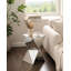Table de bout géométrique à miroir argenté avec base sculpturale en bois aggloméré