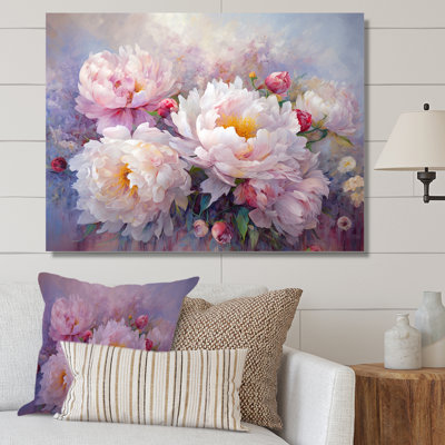Rose et blanc pivoines charme I - pivoines, impressions sur toile
