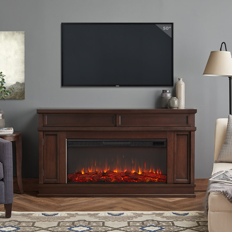 Torrey Dark Walnut 60" Infrared Electric Fireplace with Storage