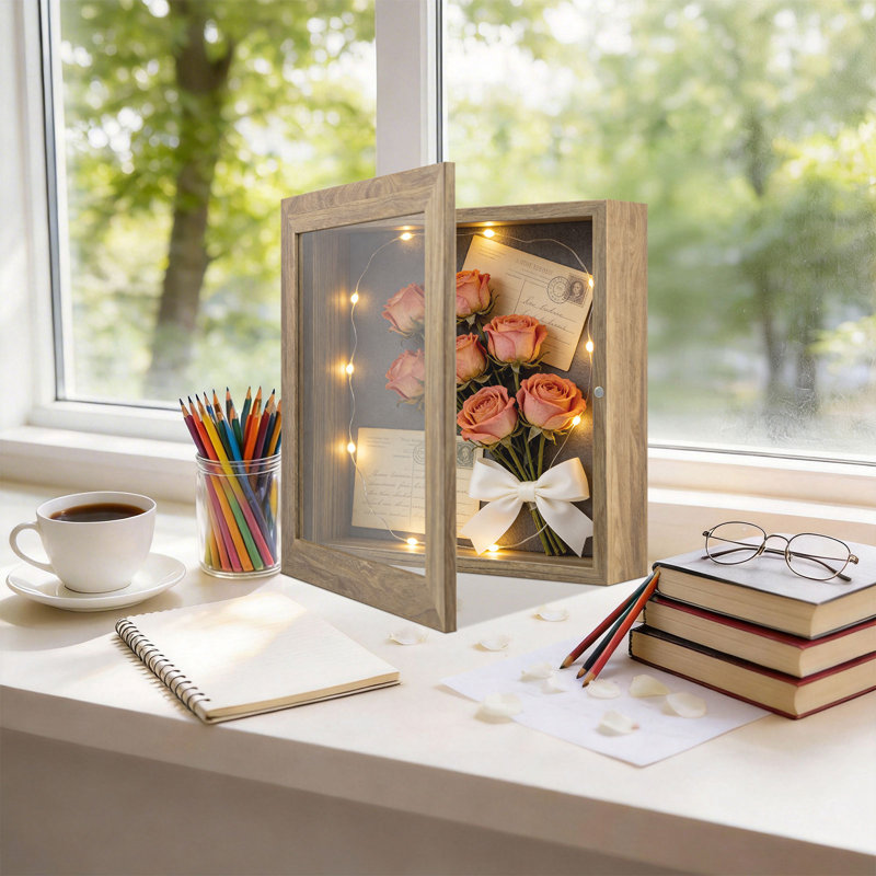 Cadre de rangement Shadow Box, Marron clair, 11 po x 11 po