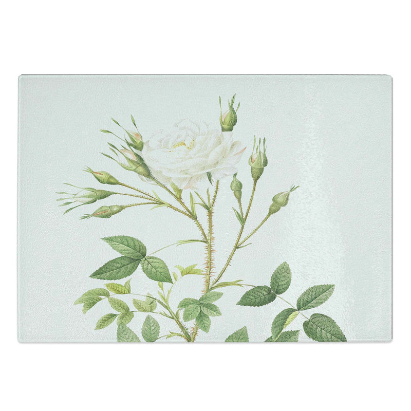 Tempered Glass Rose of Rosenberg by Pierre-Joseph Redoute Chopping Board, 39 cm W x 28.5 cm L