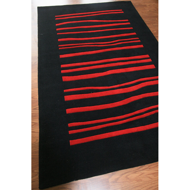 Tapis noir / rouge Augustine Genesis, Rectangle 7 pi 7,2 po x 9 pi 6 po