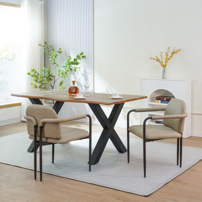 Dinning Chair With Iron Frame-Set Of 2-Espresso