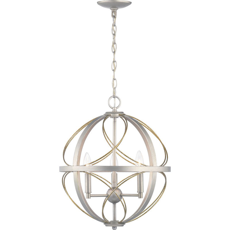 Stacy 3 - Light Dimmable Globe Chandelier, Silver Ridge