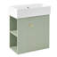Meuble-lavabo flottant moderne de 21,6 po avec lavabo en céramique et rangement à gauche pour les salles de bain compactes-116332414