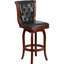 Tabouret de bar en bois de 30 po de hauteur avec dossier capitonné et siège pivotant LeatherSoft Achilles-24678111-45047032