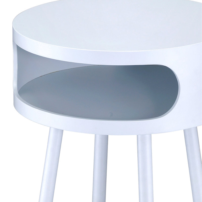 Table d'appoint ronde blanche naturelle avec tiroir pratique - contemporaine et élégante pour organiser de petits objets