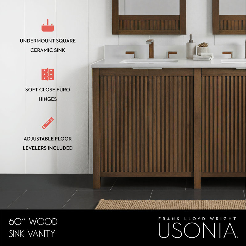 Through Lines 60" Double Bathroom Vanity, Brown