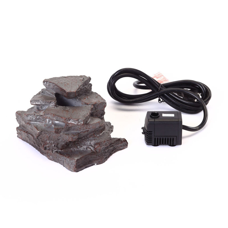 Gray Resin Layered Waterfall Rock Bird Bath Accessory