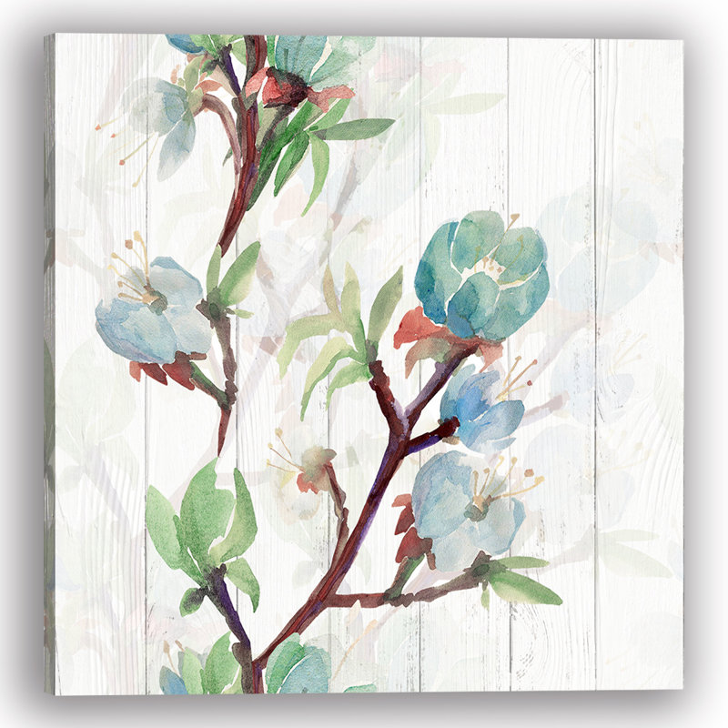 Abricot Blossom Harmony: A Watercolor Delight branches d'abricot - impressions sur toile tendue, H 20 po x l 20 po x P 1,5 po