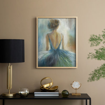 «Lady in Blue», reproduction encadrée - bois massif