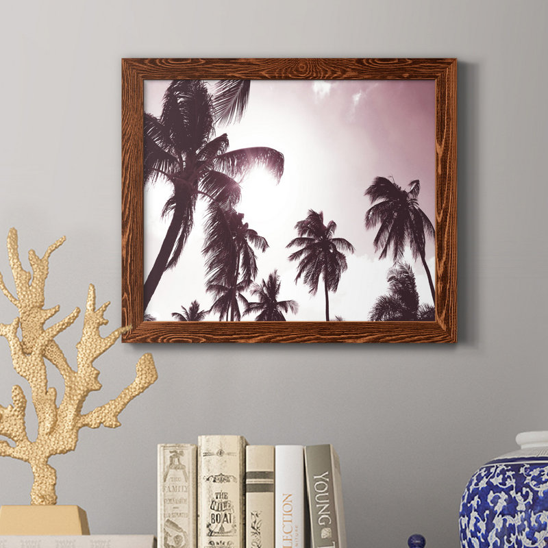 Palm Sunshine - Reproduction de photo sur toile encadrée, Toile avec cadre érable, H 20 po x l 17 po x P 1,5 po