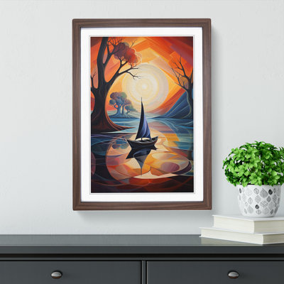 Boat on a Lake Futurism Art - Framed Print