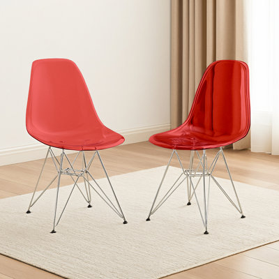 Northfleet Acrylic Dining Chair – Modern Eiffel Base Ghost Chair Accent Seating in Single, Set of 2, or Set of 4 – Gold or Chrome Legs for Banquet, Wedding, Office & Living Room Use