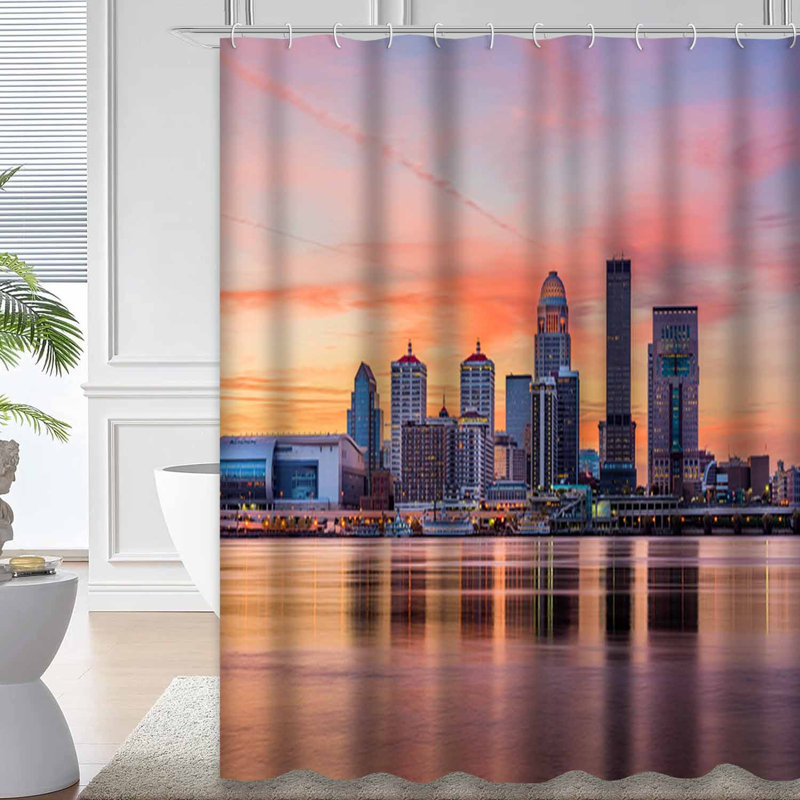 Rideau de douche avec 12 crochets USA Skyline River, L 72 po x l 84 po