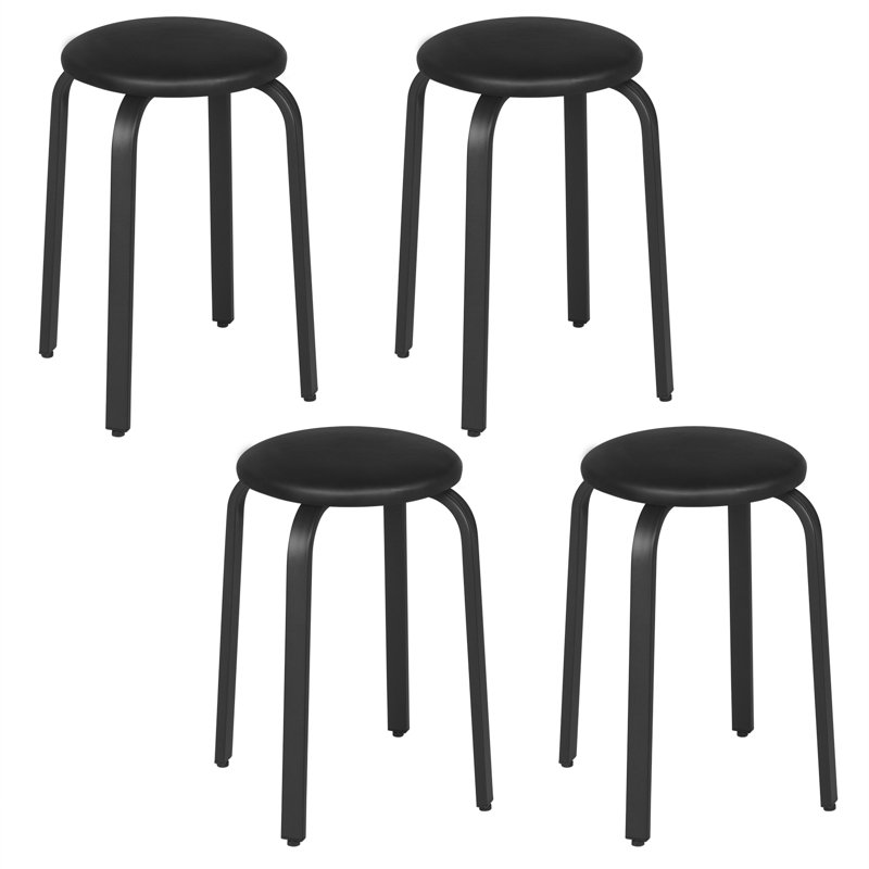 Meenah Steel Accent Stool, Black