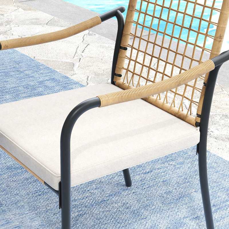 10-Person Outdoor Patio Dining Set With Rattan Armchair, Cream