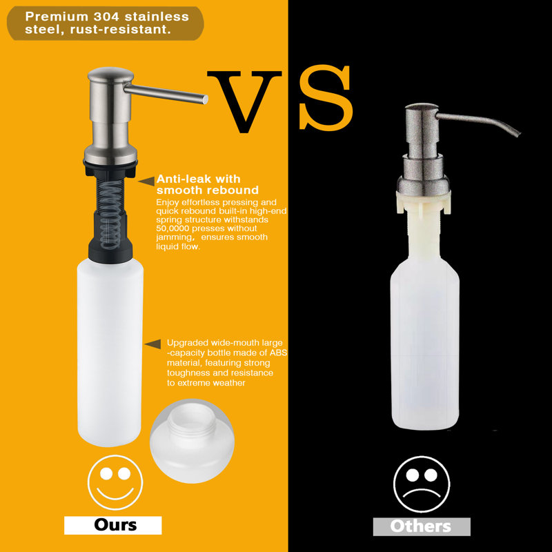 Sink mount Soap Dispenser with Straight Nozzle, Brushed Nickel