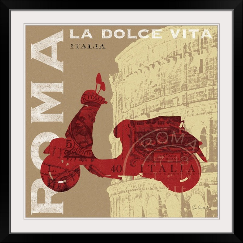 «Motores in Rome» par Sue Schlabach, impression, H 20" x l 20" x P 1", Cadre noir