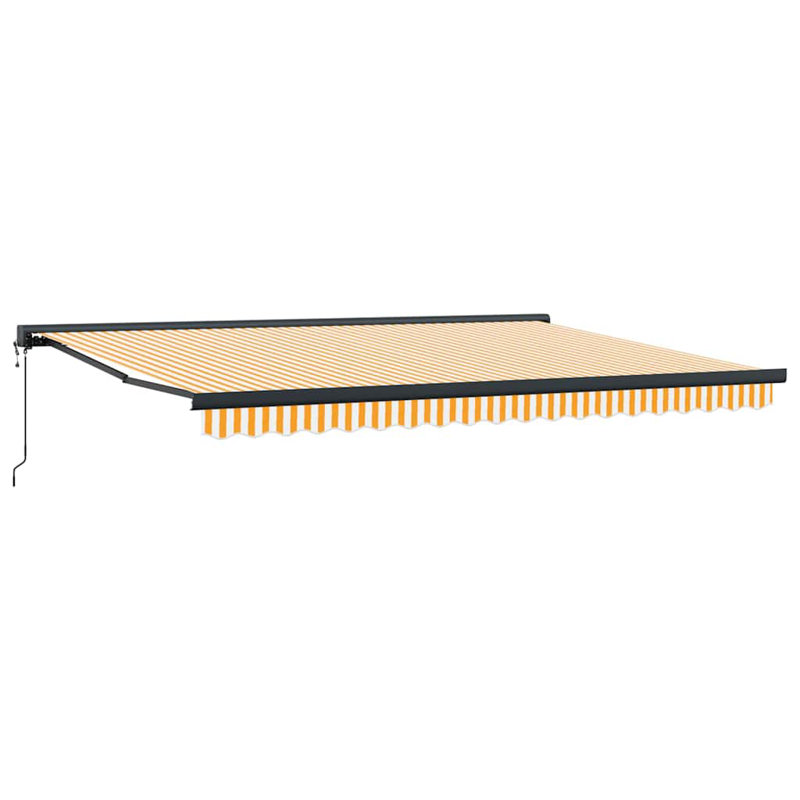 Ebern Designs Retractable Patio Awning, 450cm H x 300cm W, Orange;White/Grey Striped