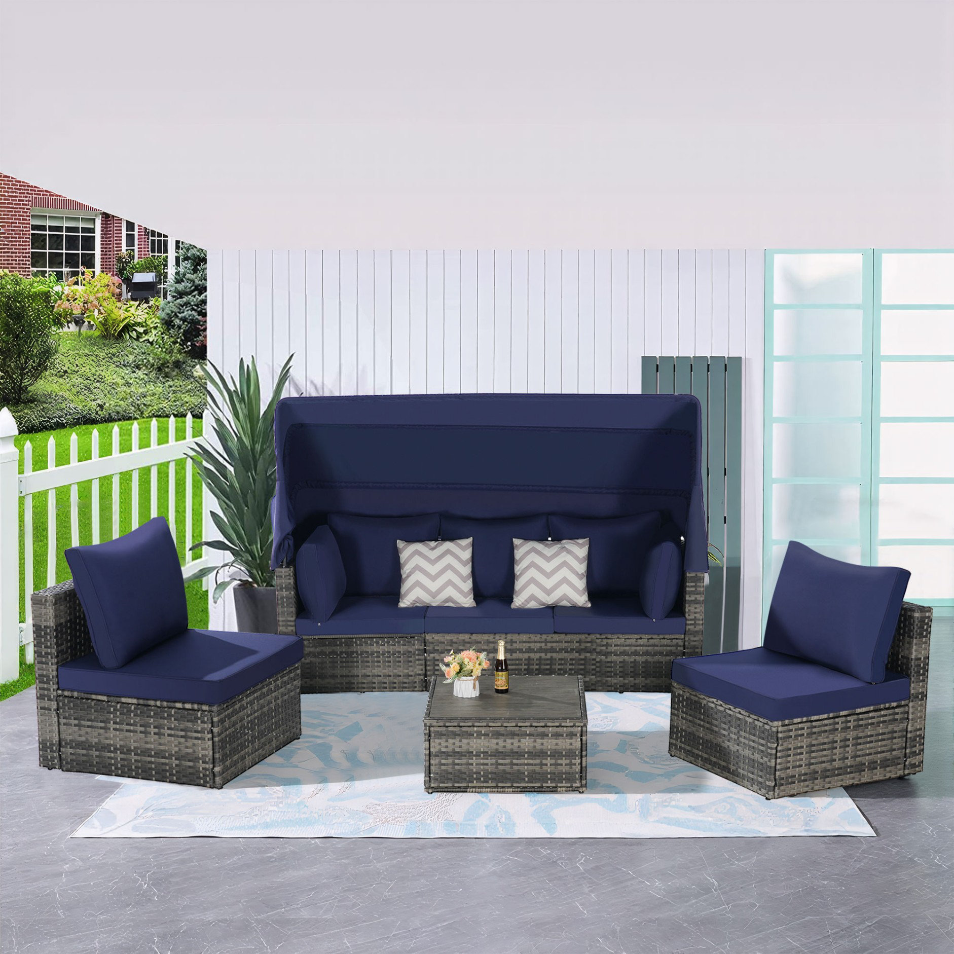 Ebern Designs 5 Piece Outdoor Seating Group With Cushions - Wayfair Canada