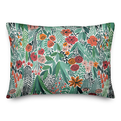 Lush Floral Pattern Outdoor Throw Pillow