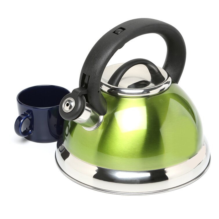 Creative Home 2.3 qt. Stainless Steel Whistling Tea Kettle Teapot with Ergonomic Cool Touch Handle, Satin Finish 11305