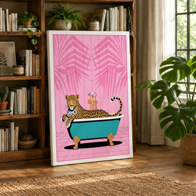 Lounging Leopard Pop Art - Wrapped Canvas