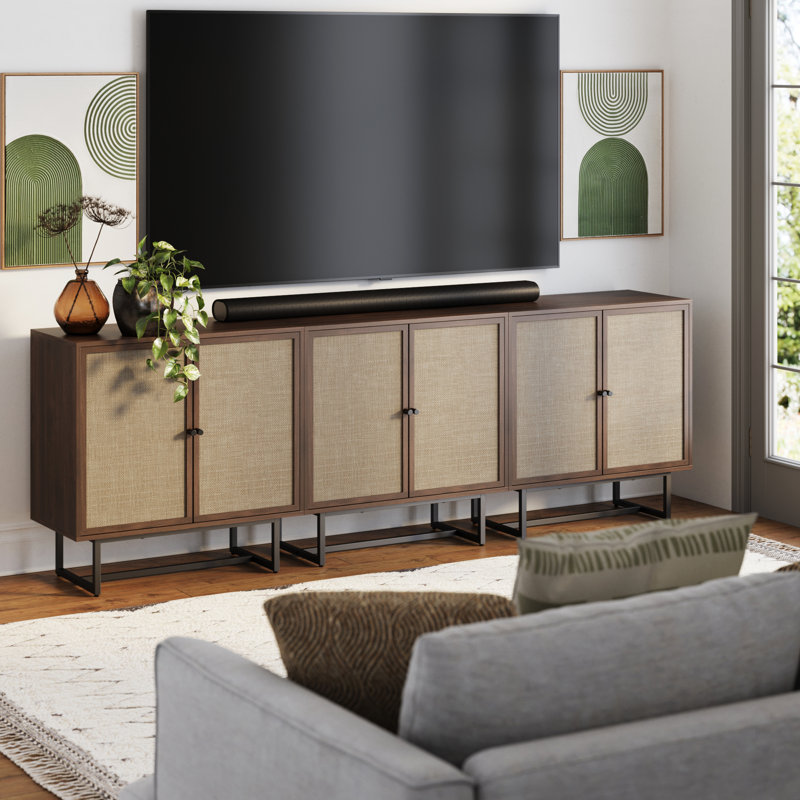 3-Piece Steel Accent Cabinet Set Or TV Stand, Black/Walnut