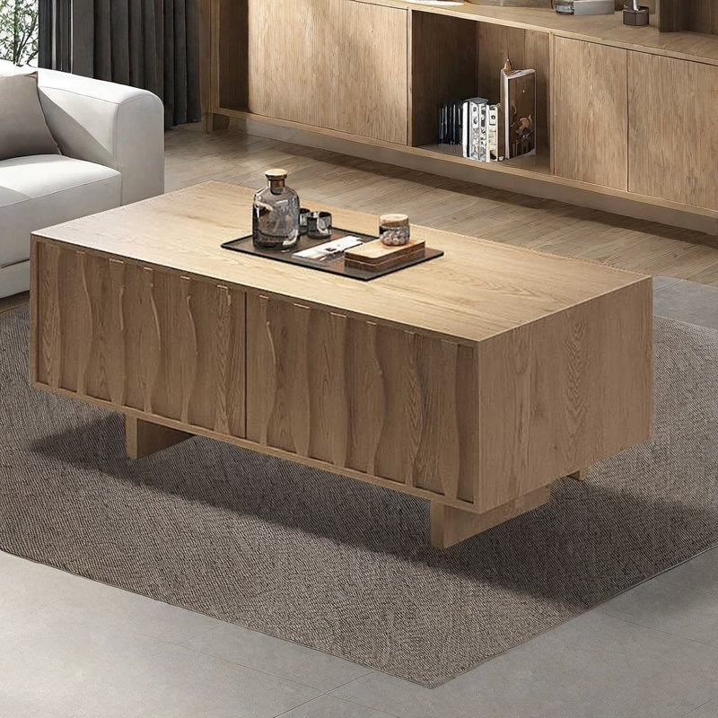 Table basse rétro simple et moderne, Burlywood, H 17,9 po x L 55,1 po x l 31,5 po