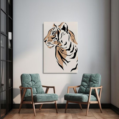 «Boho Abstract Tiger», art mural tendu sur toile, H 24 po x l 36 po prêt à être accroché
