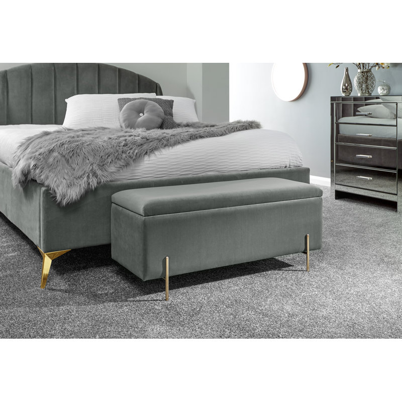 Baringer Upholstered Storage Bench, Grey