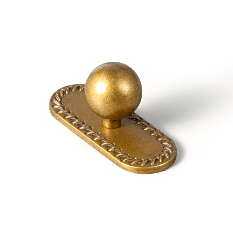 Poignée ronde de 1 pi de diamètre avec panneau arrière - G016, Laiton antique