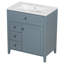 Meuble-lavabo autoportant de 30 po avec lavabo et armoire de rangement bleu-gris