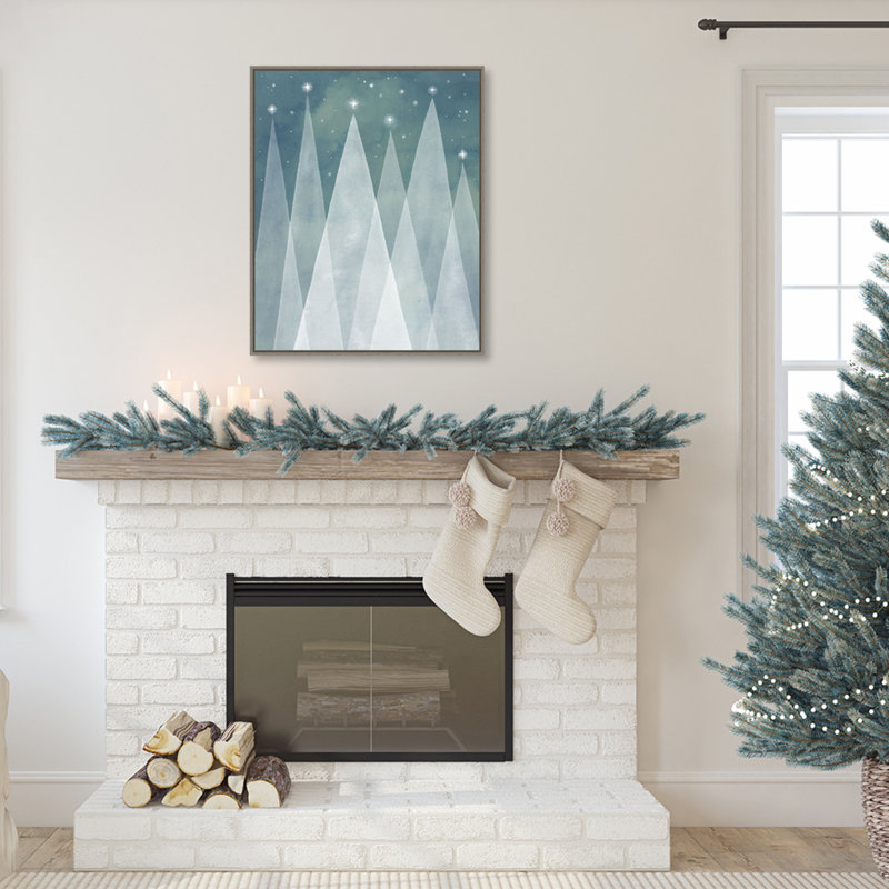 Mod Evergreen Trees Aquarelle Canvas Framed Wall Art