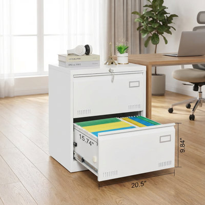 23.6" Wide Lockable 2-Drawer Lateral File Cabinet