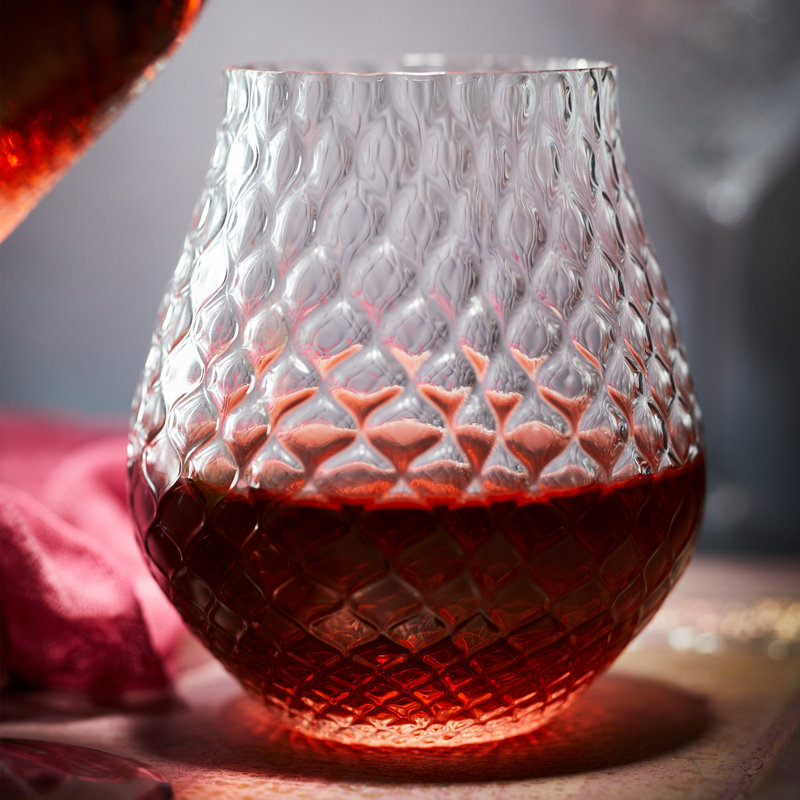 Phoebe Handmade Crystal Stemless Wine Glass, Rose