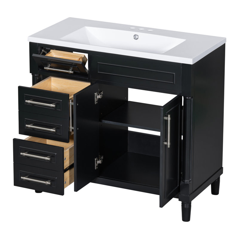 Ensemble de meuble-lavabo simple autoportant 36 po avec plateau en résine 36 po