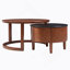 Ensemble de tables basses gigognes rondes de style rétro avec tiroir cannelé, idéal pour améliorer les espaces de vie et ajouter de la fonctionnalité