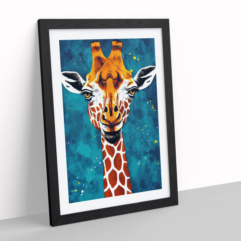 Modern Giraffe - Framed Print, Black, 34cm H x 25cm W x 2cm D