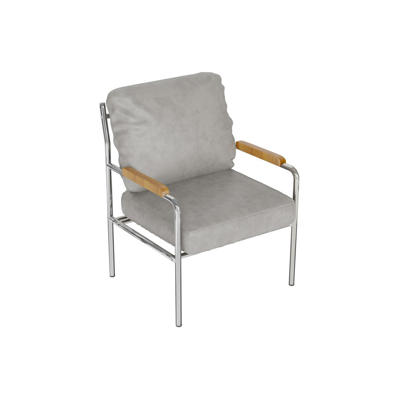Fauteuil Mid-Century moderne en cuir et acier inoxydable, Gris