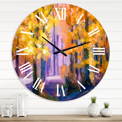 Arbre d'automne coloré forêt Treescape III - horloge murale moderne