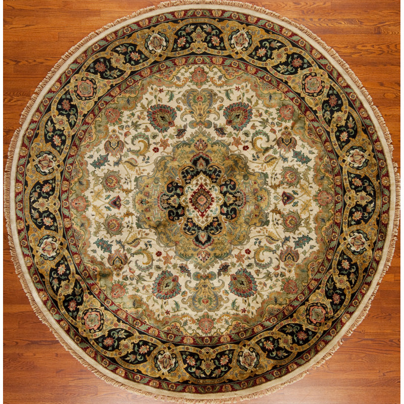 Golden Age Hand Knotted Wool Area Rug, Round 9'
