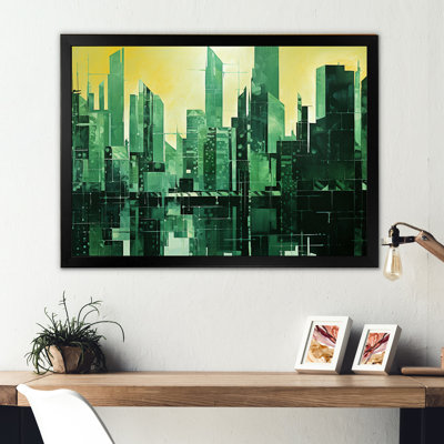 " Jade Juxtaposition Green Skyscraper Cityscape I "