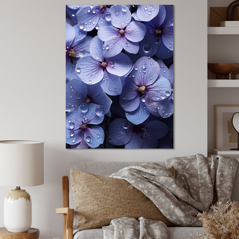 «Violets Rain», reproduction sur toile, Cadre photo argenté, H 20 po x l 12 po