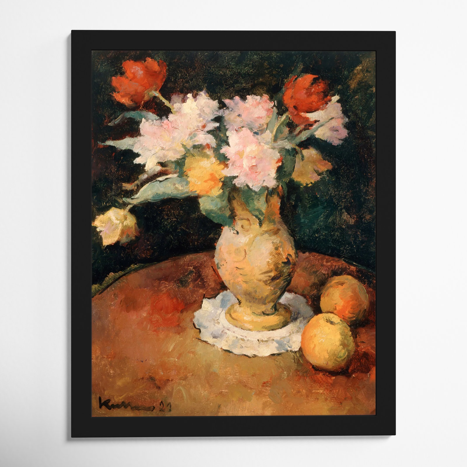 Joseph Kutter - Pivoines, 20" H x 16" W x 0.5" D, Black
