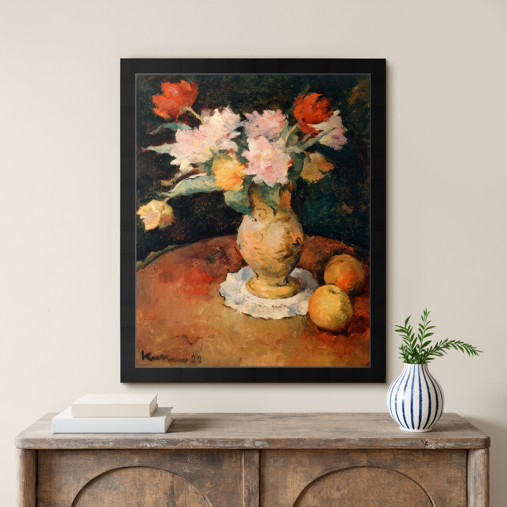 Joseph Kutter - Pivoines, 36" H x 30" W x 0.5" D, Black