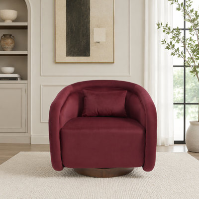 Fauteuil demi-tonneau pivotant à 360 degrés avec revêtement en velours