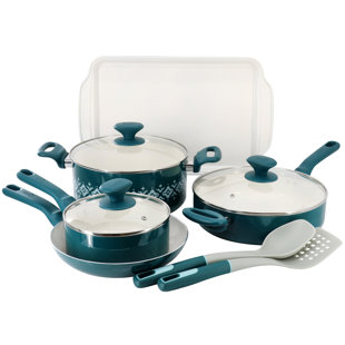 Batterie de cuisine en céramique antiadhésive en aluminium sarcelle 10 pièces Spice By Tia Mowry